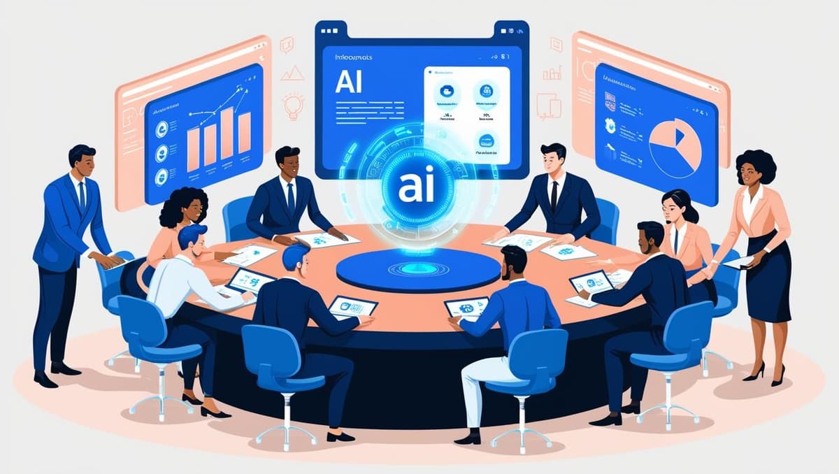 Team collaborating and discussing AI strategies